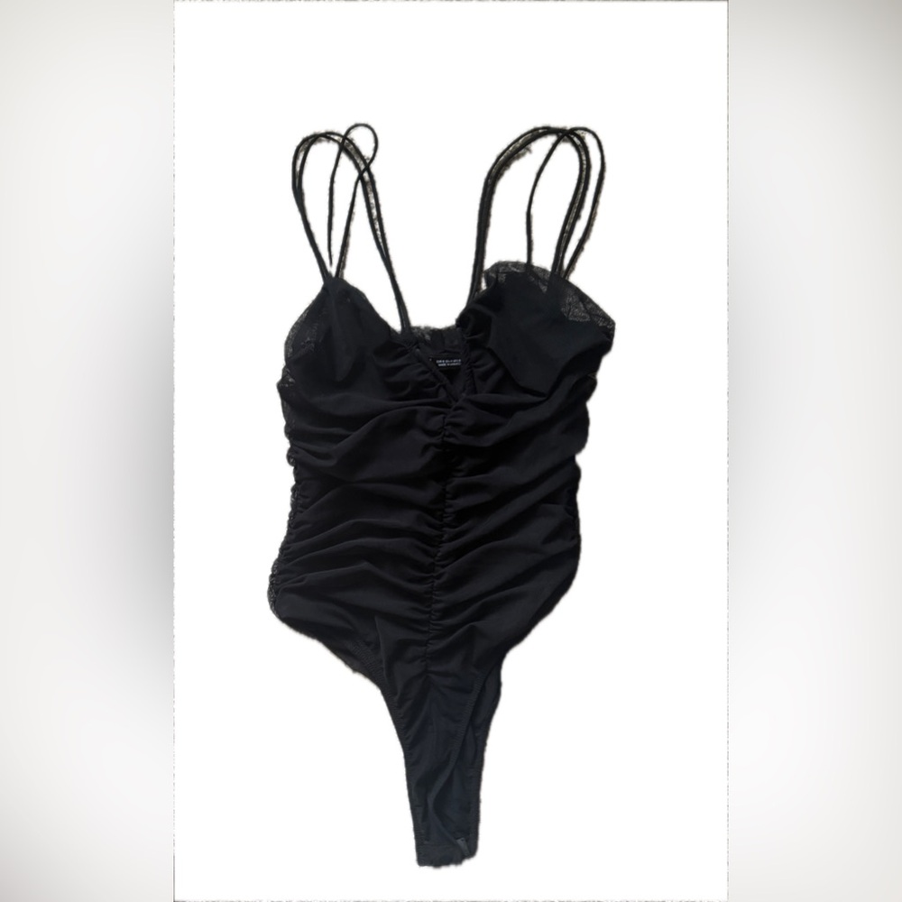 Zara Black Lace-Trimmed Bodysuit